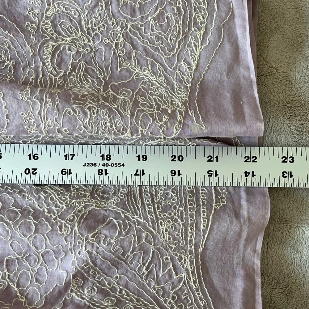 Talbots Lavender Paisley Embroidered Pleated Cotton Lined Full Skirt Size 8P